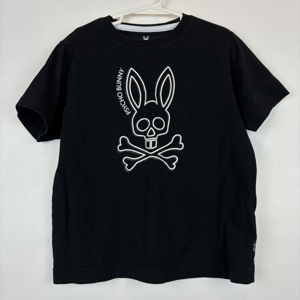 Psycho Bunny T Shirt Youth Black Crew Neck Graphic Tee Shelton Casual